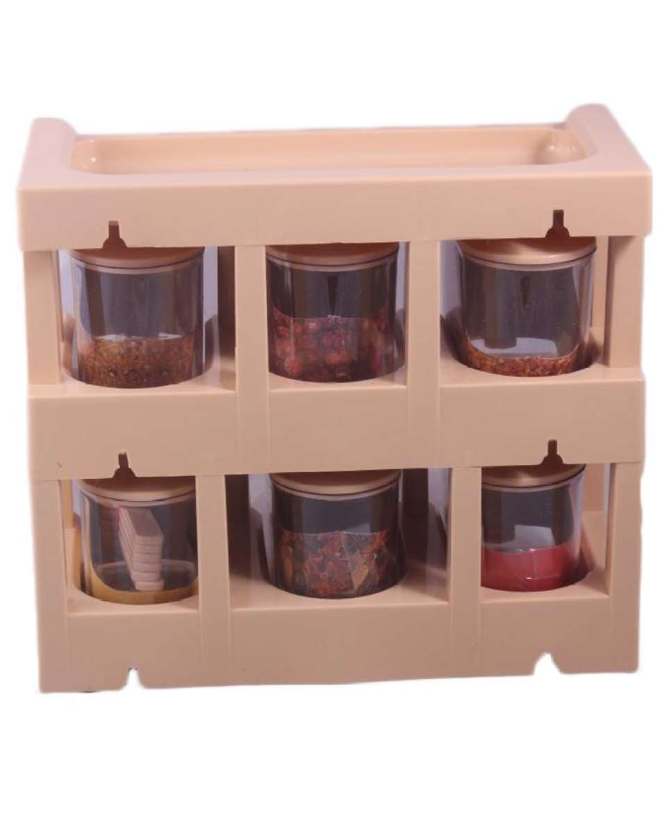 MasterChef Spice Rack With 6 Spice Jars Beige DiscountStore