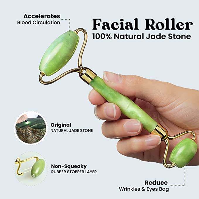Flawless Facial Massage Jade Roller with GuaSha