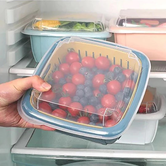 Multifunctional Double Layer Draining Basket With Lid