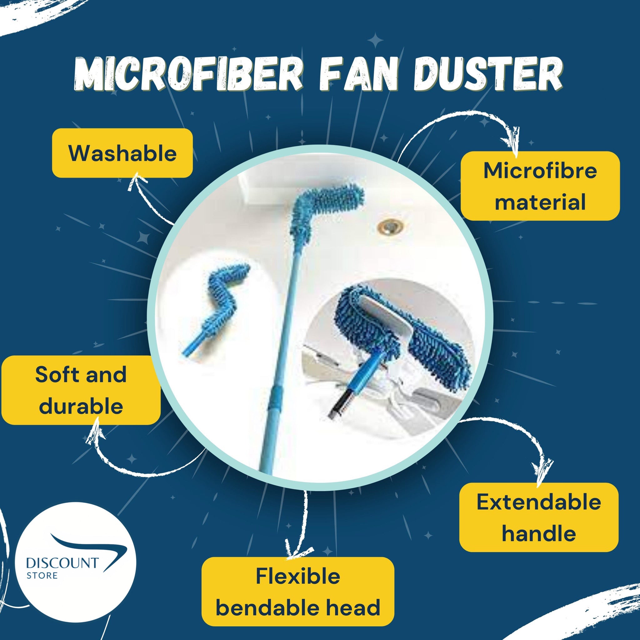 Flexible Microfibre Cleaning Duster with Extendable Rod – DiscountStore