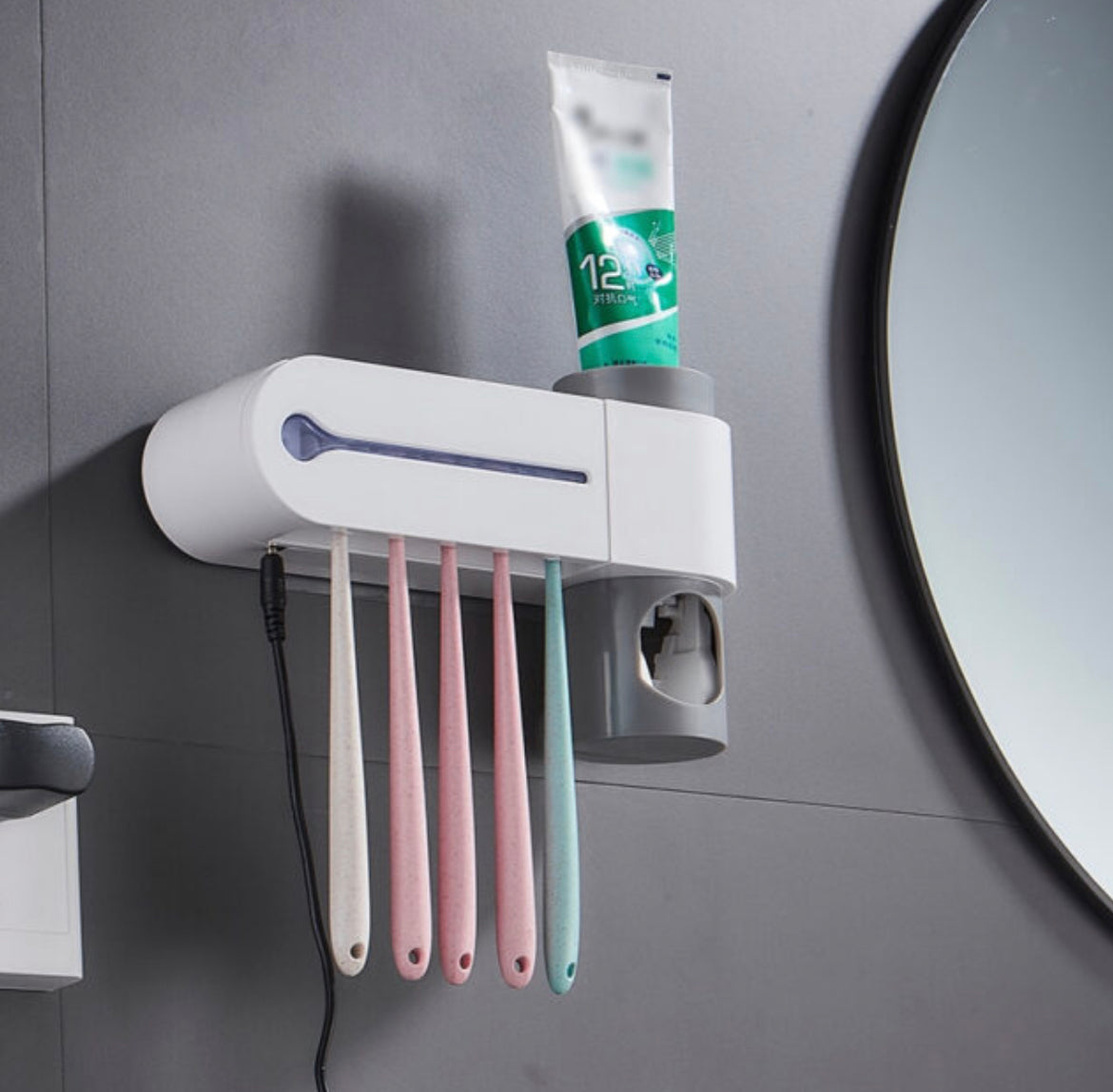 Toothpaste Dispenser & Toothbrush Holder With UV Sterilizer