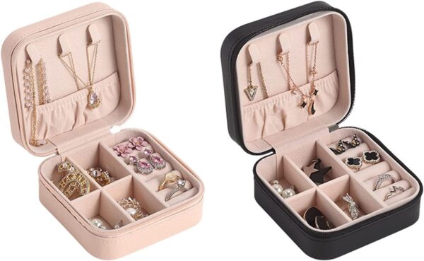 Portable Mini Leather Jewellery Box Organiser Case