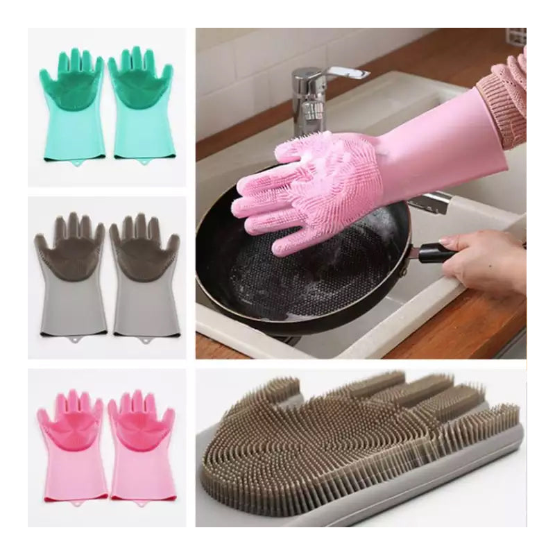 1 Pair Silicone Dishwashing Gloves - Random Color – DiscountStore