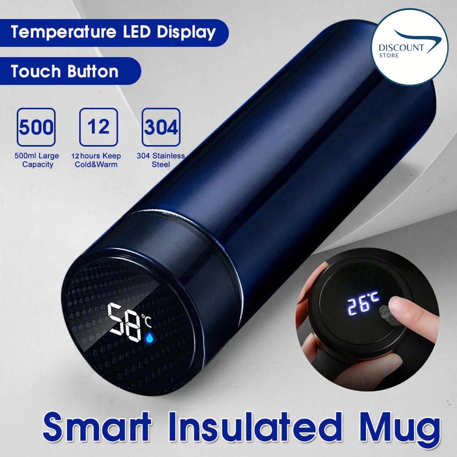 304 Stainless Steel Double-Layer Smart Insulation Cup LED
