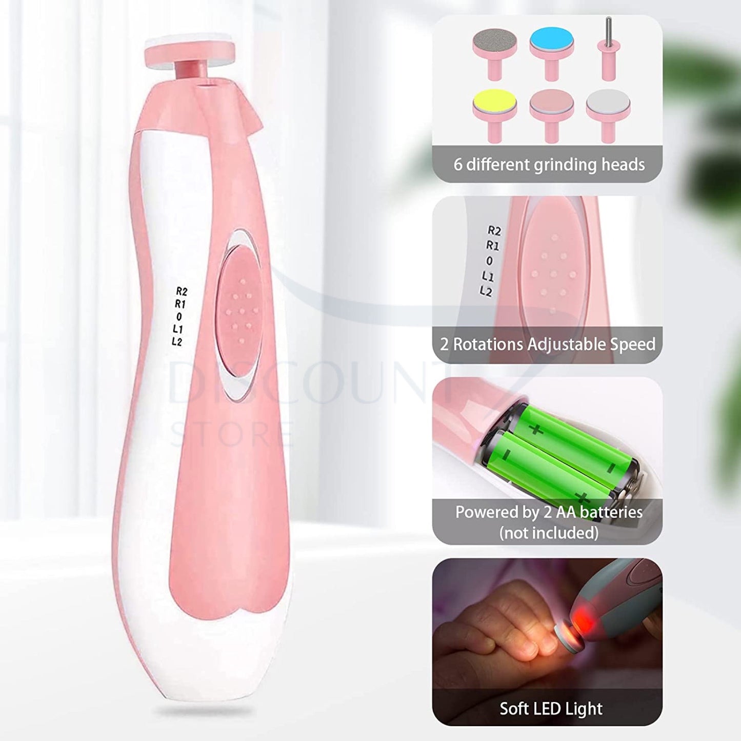 6 in 1 Electric Baby Nail Trimmer & Clipper Set - (FREE Delivery)