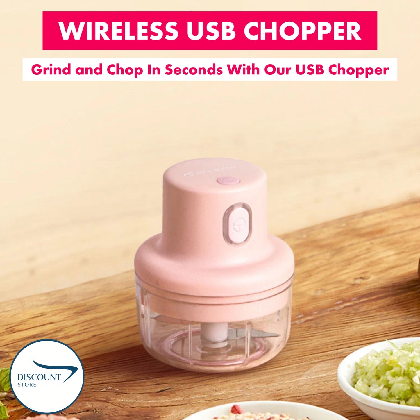 SALE - Rechargeable Electric Double Bowl Food Chopper (100 & 250ML) | FREE Delivery