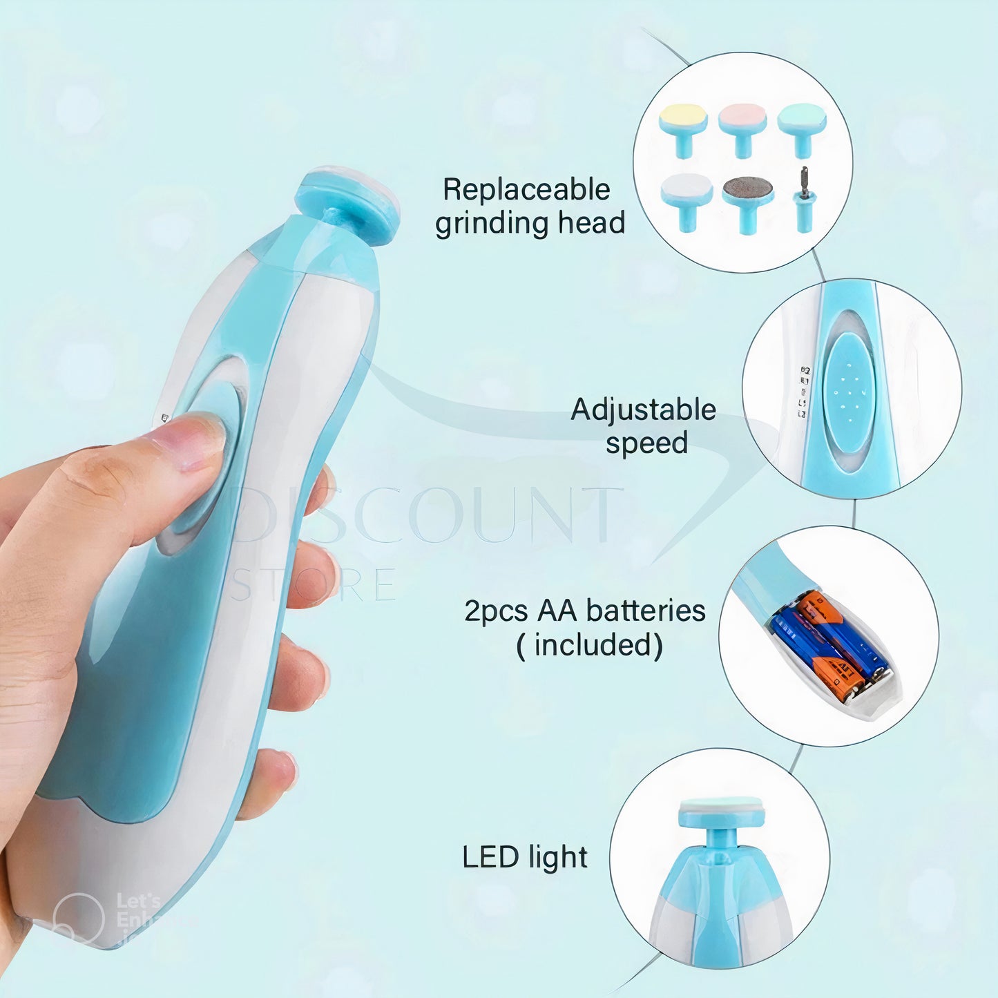 6 in 1 Electric Baby Nail Trimmer & Clipper Set - (FREE Delivery)