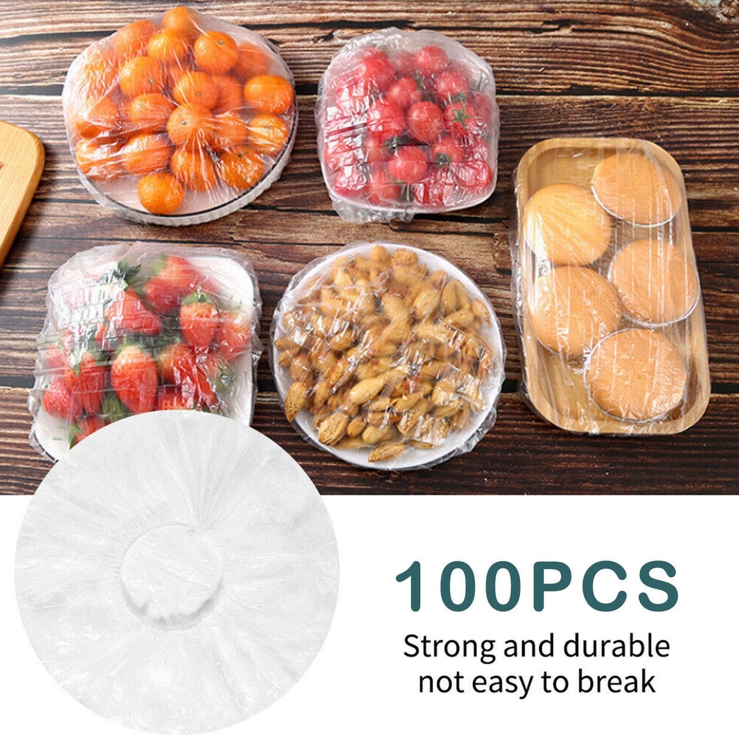 100 Pcs Stretchable Elastic Keep Fresh Food Storage Wrap bag Covers